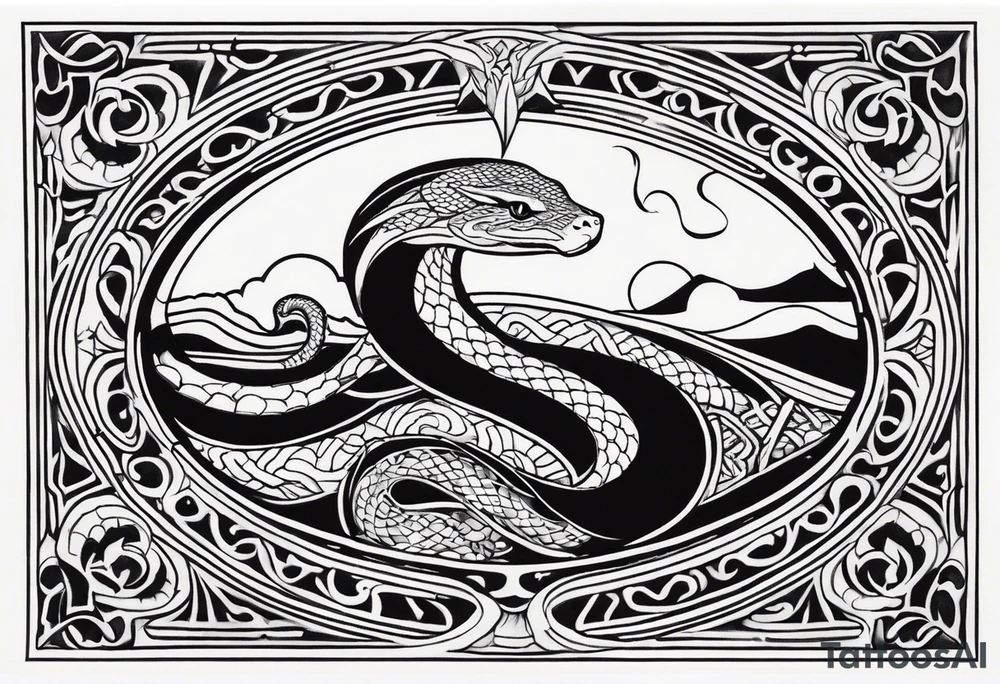 Sea mythical snakes tattoo idea