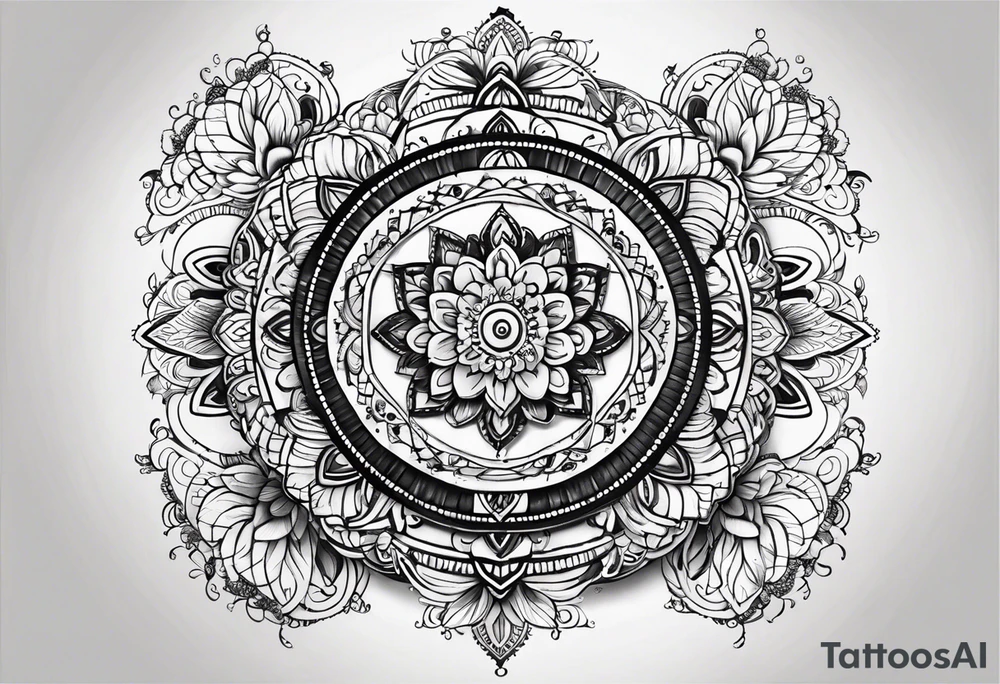Mandala tattoo with music notes tattoo idea