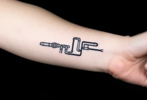 long System of pipes that transitions and transforms into veins of forearm tattoo idea