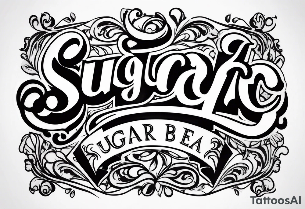 Sugar Bear in Italic script tattoo idea