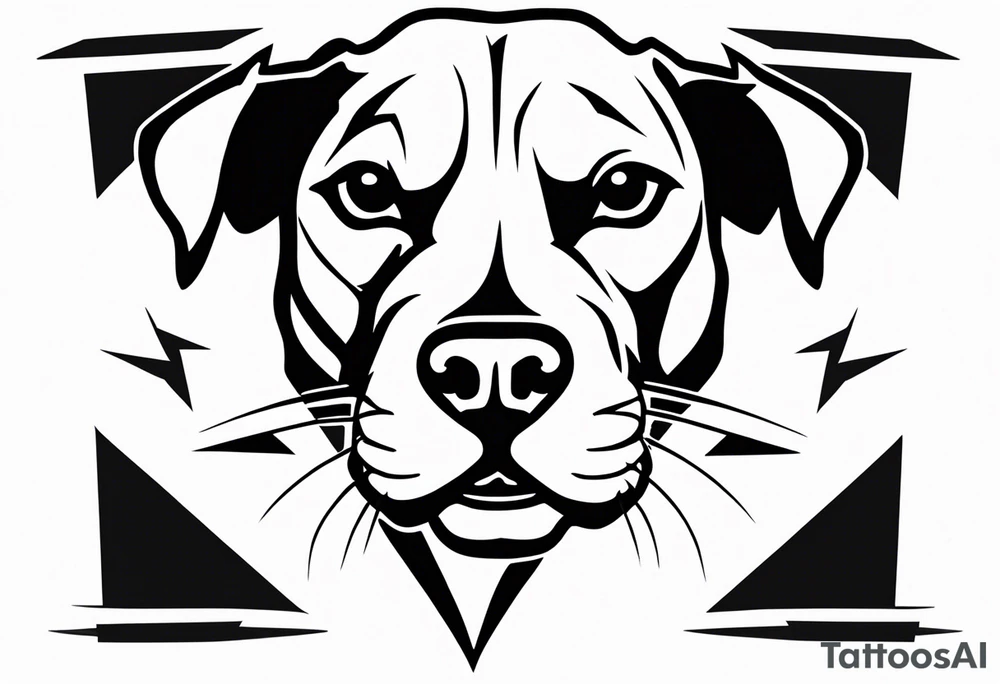 Angry ame4ican pitbull terier, lightning bolts tattoo idea