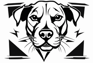 Angry ame4ican pitbull terier, lightning bolts tattoo idea
