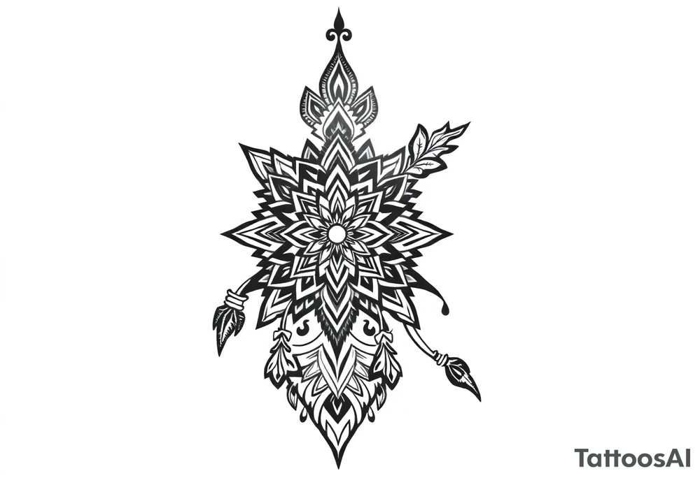 long ornament shaman style mytical with ancient rhyme tattoo idea