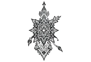 long ornament shaman style mytical with ancient rhyme tattoo idea