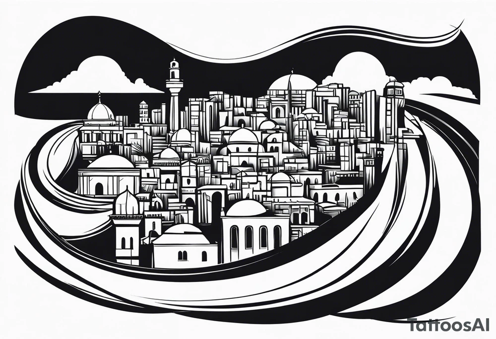 israel 
city swirl
 vector tattoo idea