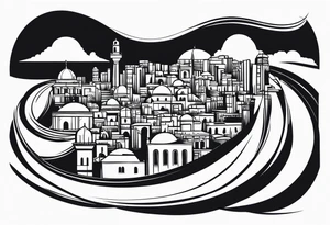 israel 
city swirl
 vector tattoo idea