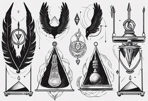 heart and feather on scales anubis weighing of the souls tattoo idea