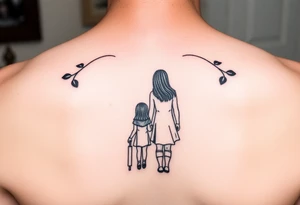 2 daughters and father in as a shadow tattoo idea