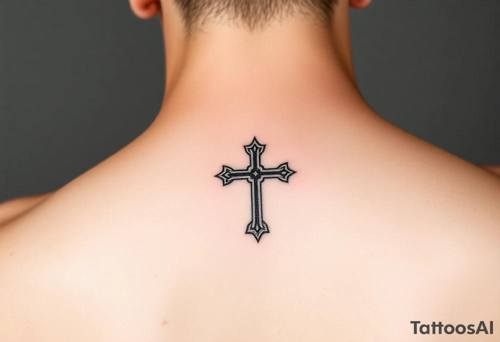 Small feminine cross on wrist tattoo idea