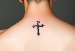 Small feminine cross on wrist tattoo idea