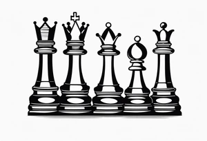 narrow rectangle strip made of chess queens and pawns holding hands tattoo idea