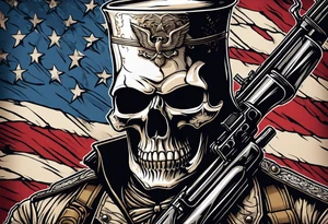 charging 
revolutionary war colonial soldier Skull face with Ar-15 and Liberty Bell Liberty or death tattoo idea