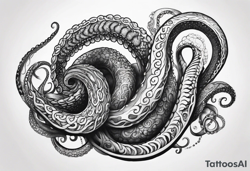 natural real outstretched single tentacle tattoo idea
