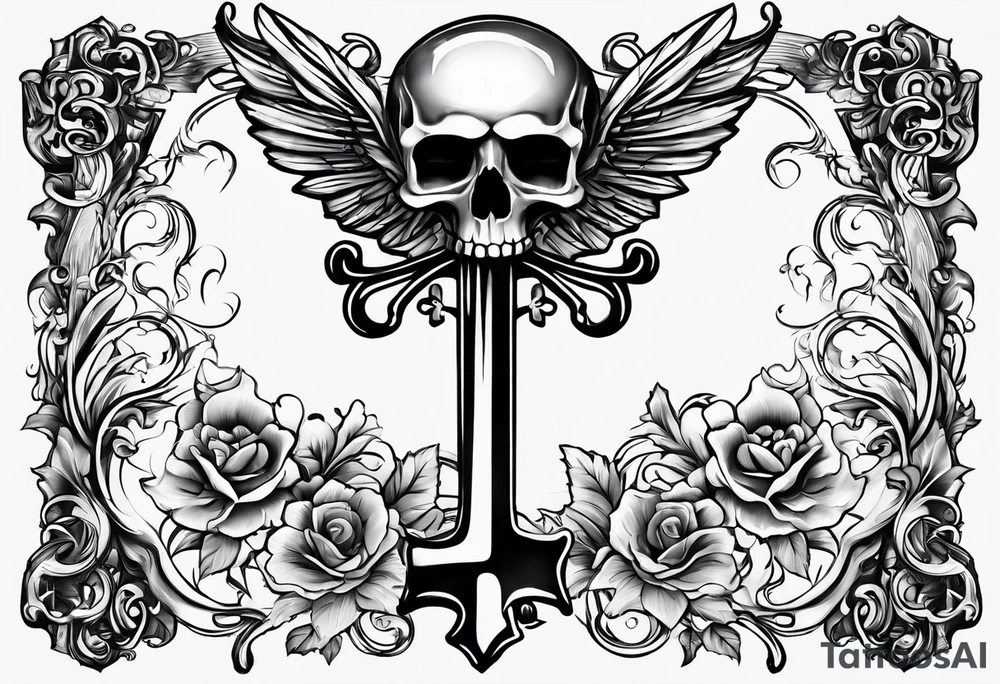 Simple skeleton key for him, incorporate the letter a tattoo idea