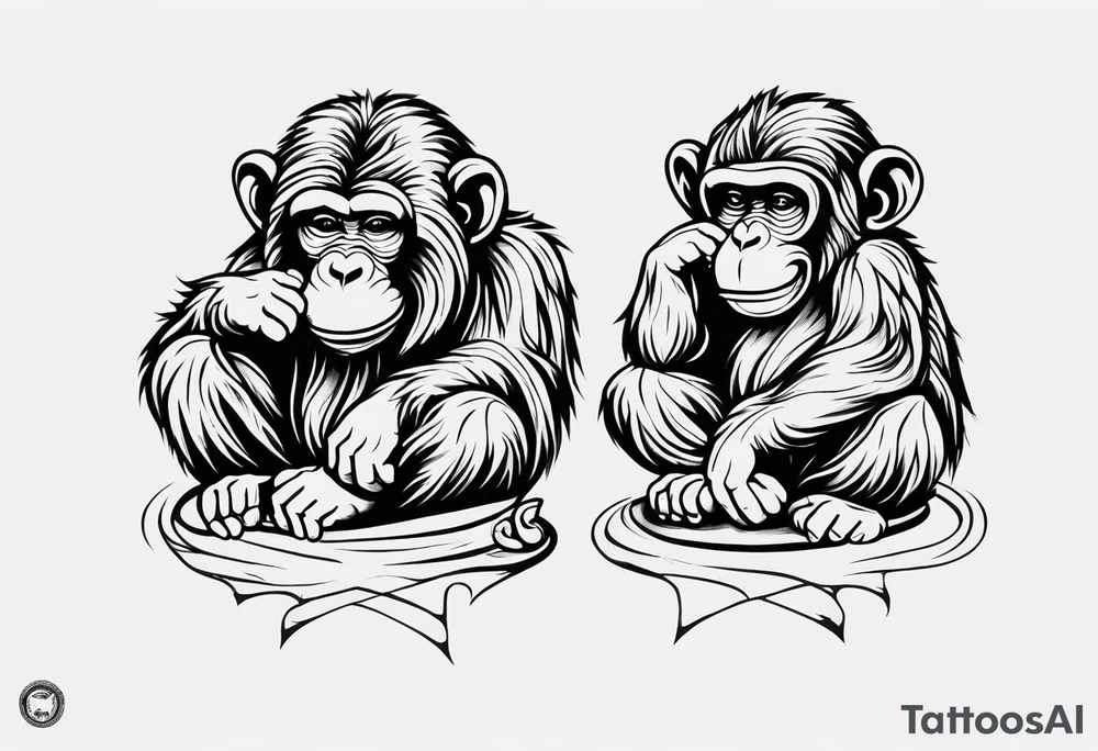 3 wise monkeys+hear no evil see no evil tell no evil+vertical tattoo idea