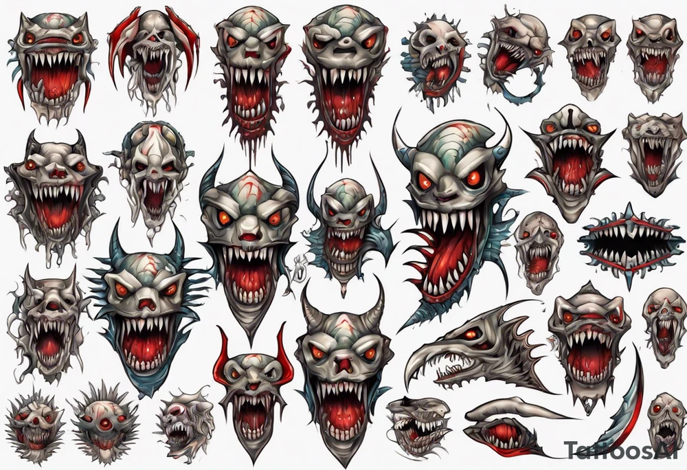 Sharp long teeth
Pattern 
Horror tattoo idea