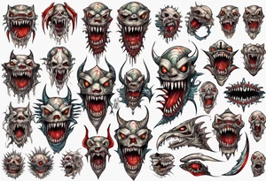 Sharp long teeth
Pattern 
Horror tattoo idea