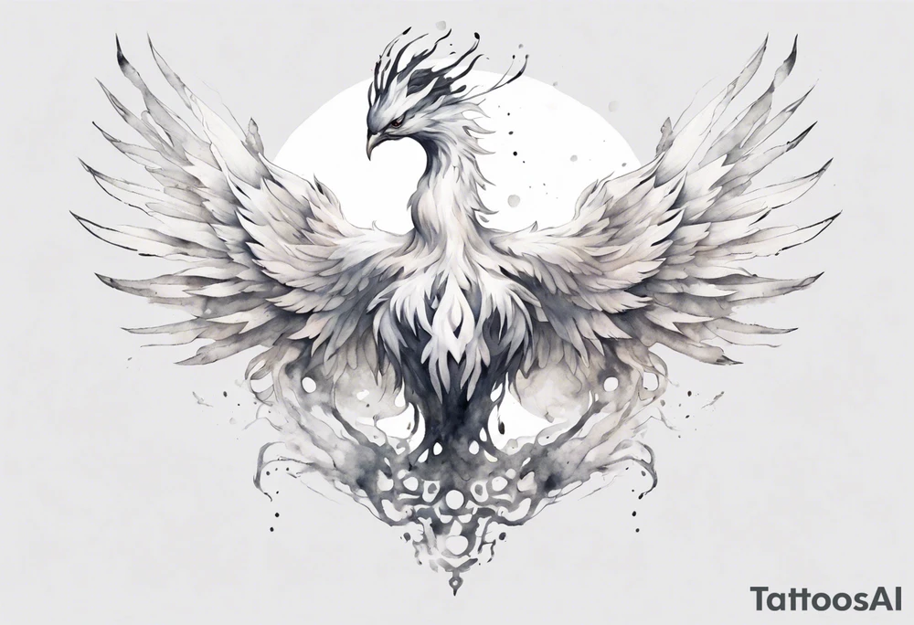a white phoenix with an iron circlet on it's head tattoo idea