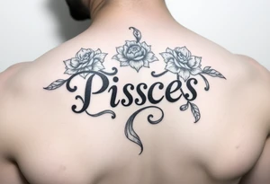From the word “Pisces” around the word female characteristics of the zodiac sign floral tattoo idea