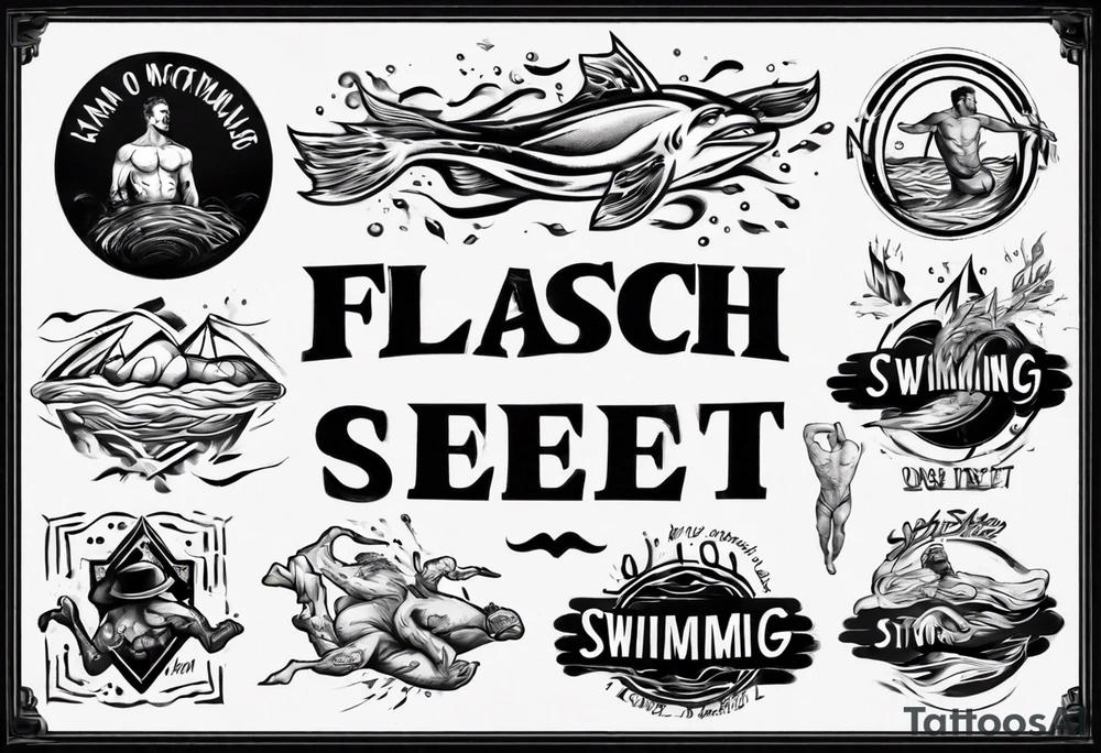 man swimming, no details tattoo idea
