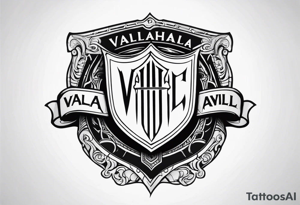 Valhalla steps round
shield sword tattoo idea