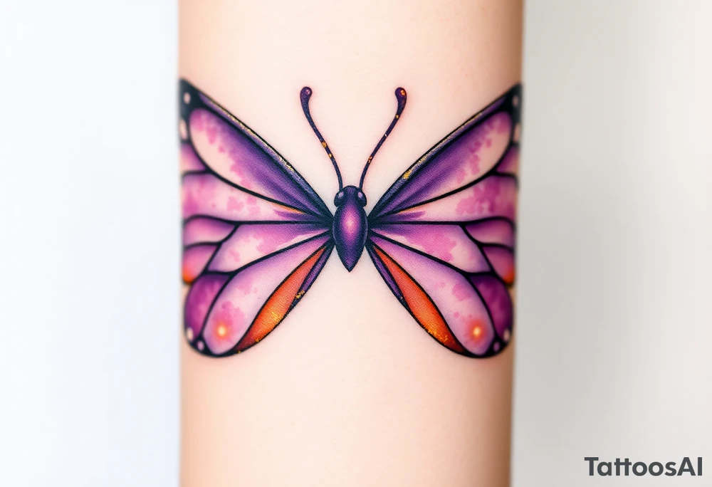 An infinity symbol created from delicate butterfly wings, with shades of purple and gold tattoo idea