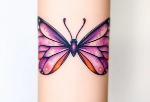 An infinity symbol created from delicate butterfly wings, with shades of purple and gold tattoo idea