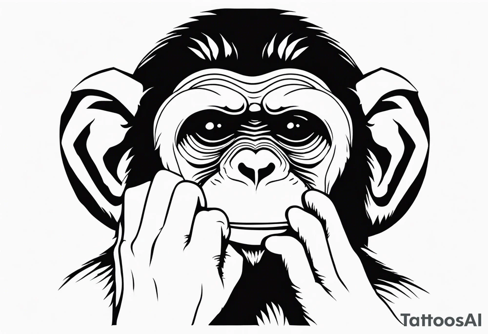 MONKEY WITH HANDS ON EYES tattoo idea