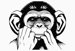 MONKEY WITH HANDS ON EYES tattoo idea