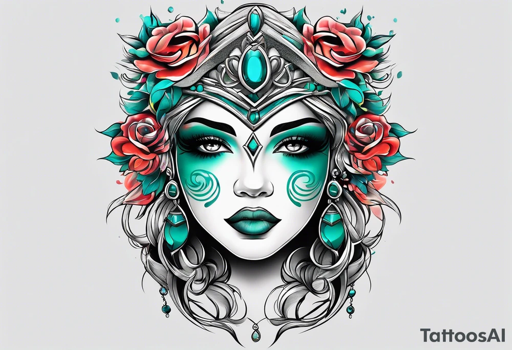 The name Drew with teal tattoo idea