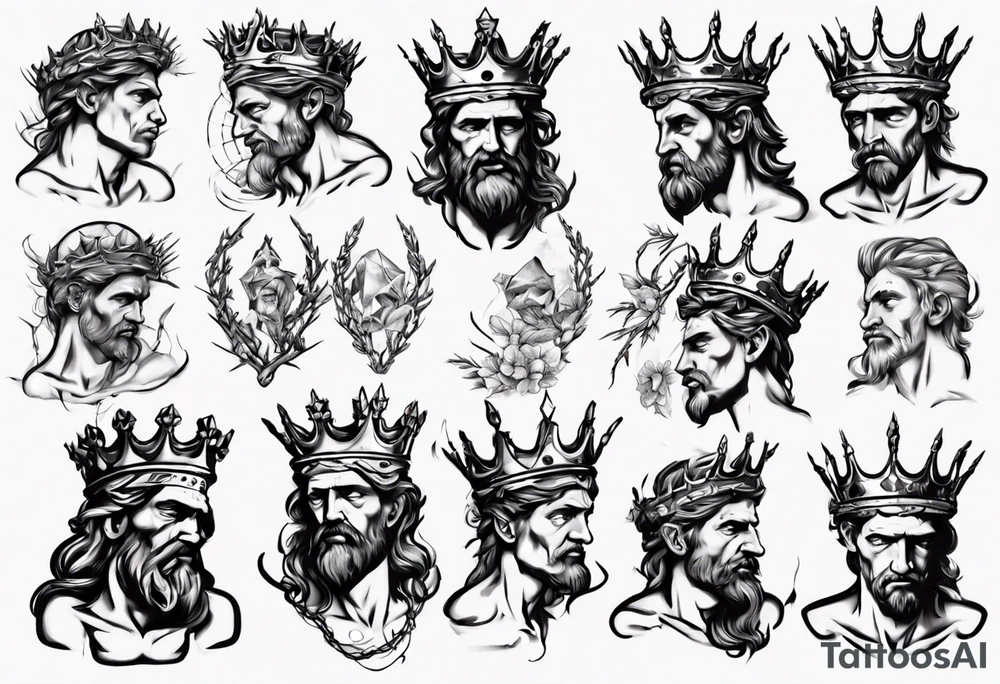 Bust of David with crown of thorns tattoo idea
