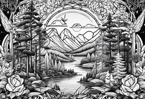 forest, lineswork tattoo idea