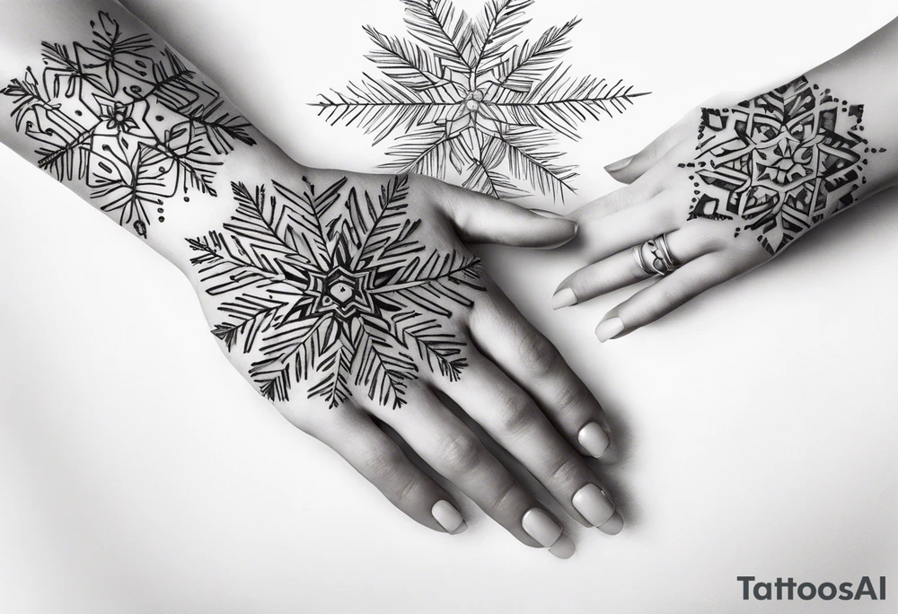 Snowflakes, palm, small tattoo idea