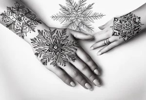Snowflakes, palm, small tattoo idea