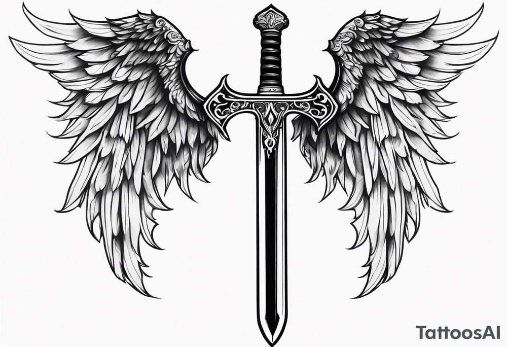 Sword with angel wings tattoo idea