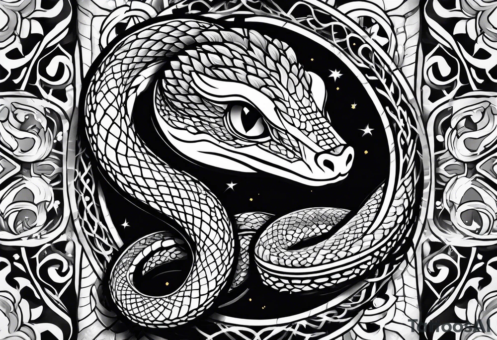 Neo traditional snake tattoo idea