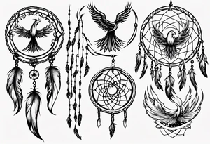 Fire Phoenix dream catcher tattoo idea
