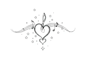 music notes hearts and stars tattoo idea