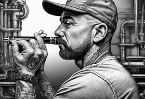 pipe layer, work hard, tattoo idea