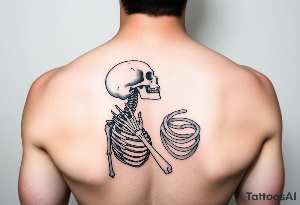 A lady passionately kissing a skeleton tattoo idea