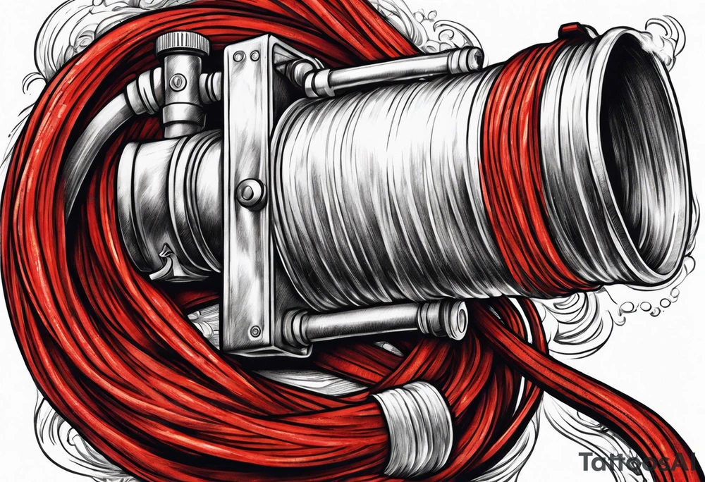 Fire hose with nozzle tattoo idea