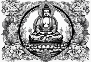 Chest and should Buddhist tattoo idea