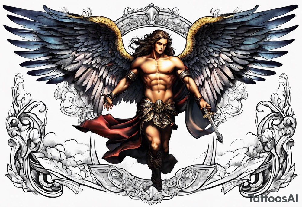 forearm sleeve of michael the archangel tattoo idea