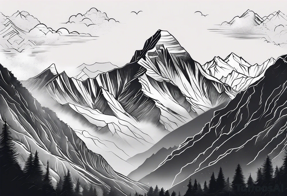Himalaya mountain range Nepal tattoo idea