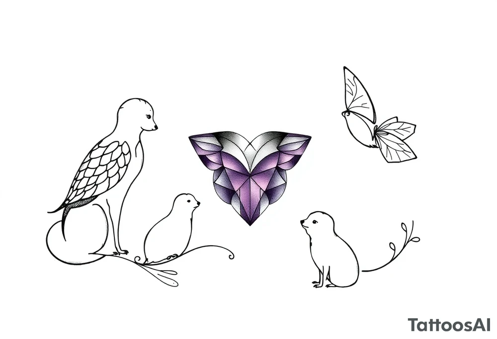amethyst birthstone mother of 3 girls loves animals tattoo idea