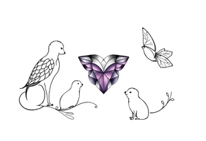 amethyst birthstone mother of 3 girls loves animals tattoo idea