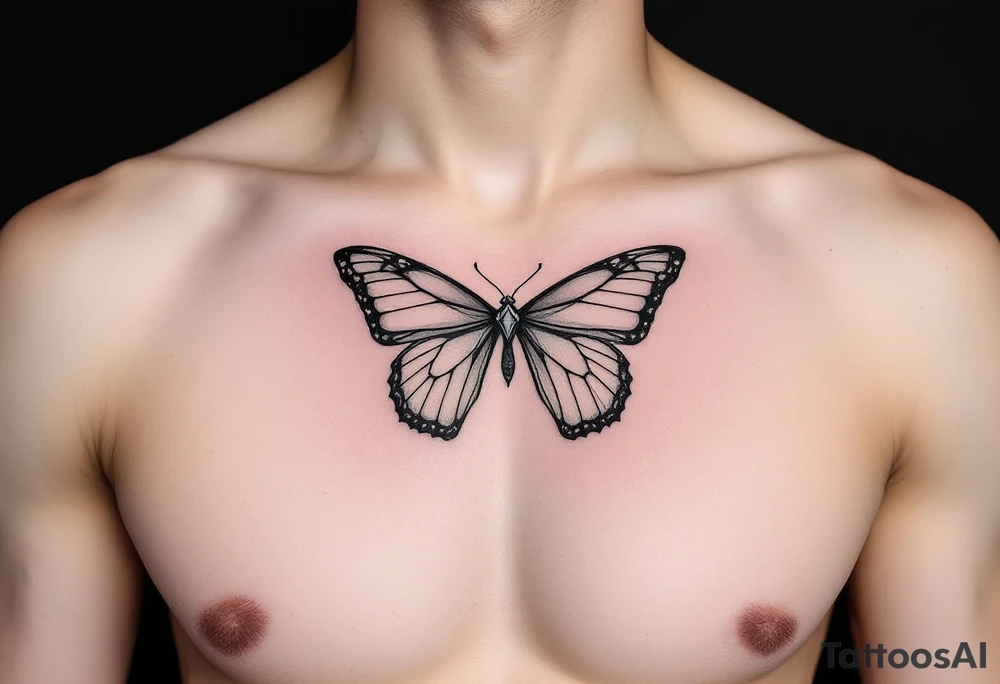 Diamond bow tie butterfly tattoo idea