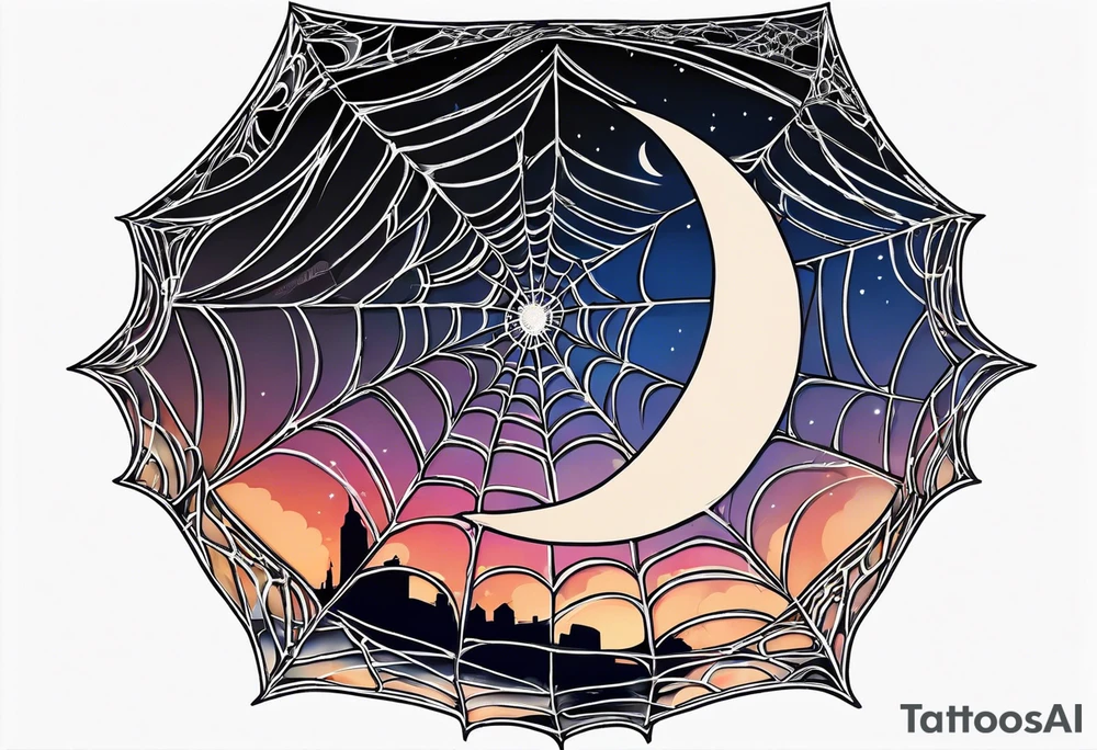 spider shooting web hangin down moon tattoo idea