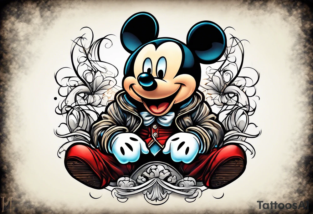 mickey mouse in a straight jacket tattoo idea