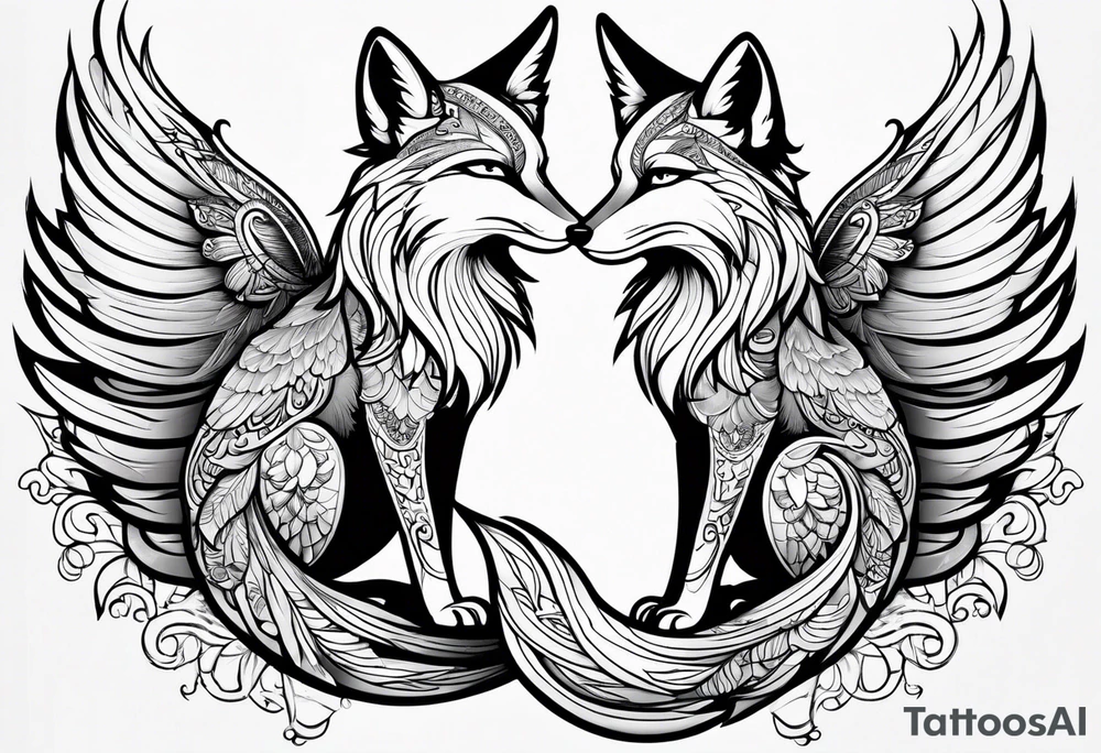 Fox with wings tattoo idea